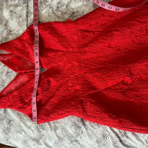 Monique Lhuillier Red-berry Floral Lace Sleeveless Mesh Cutout Back Dress NWT 6 - Picture 14 of 16